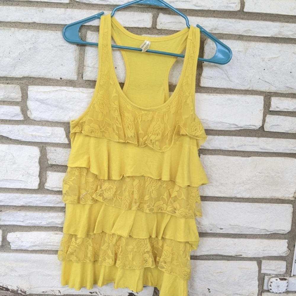 Yellow Ruffled Tank Top